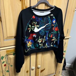 Nike Black Sweatshirt with Tropical Design